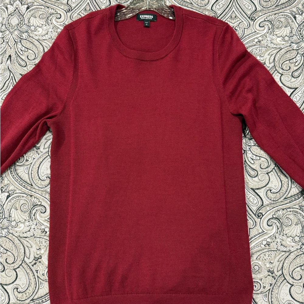 Express Men's Burgundy Crewneck Sweater